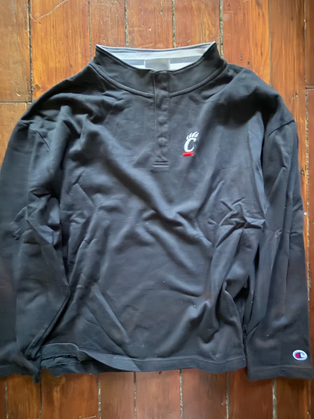 Champion Black University of Cincinnati 2XL Quarter Button Sweatshirt